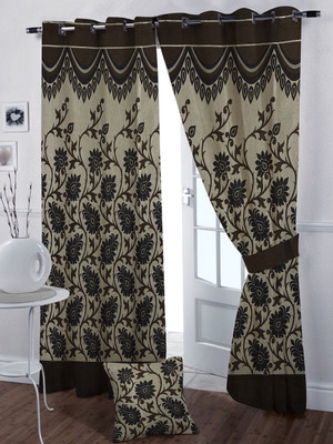 

Zesture 213 cm (7 ft) Jacquard Door Curtain (Pack Of 2)(Floral, Multicolor)