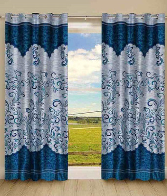 

DECOHOME 214 cm (7 ft) Polyester Door Curtain (Pack Of 2)(Printed, Blue)