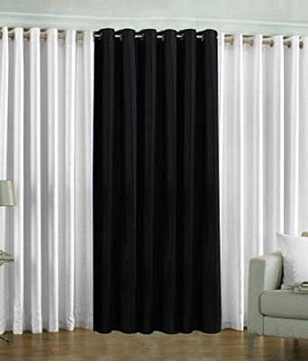 

PHome Decor 152 cm (5 ft) Polyester Window Curtain (Pack Of 3)(Plain, 2 White 1 Black)