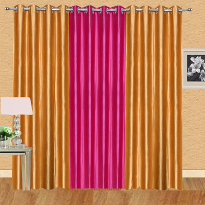 

Excel Bazaar 214 cm (7 ft) Polycotton Door Curtain (Pack Of 3)(Plain, Golden+1darkpink)