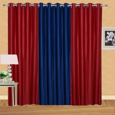 

Excel Bazaar 275 cm (9 ft) Polyester Long Door Curtain (Pack Of 3)(Solid, Red, Neavy Blue)