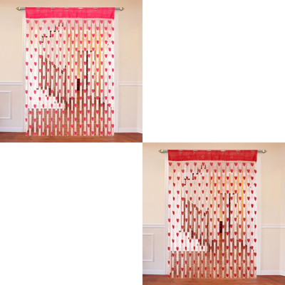

Cortina 210 cm (7 ft) Polyester Door Curtain (Pack Of 2)(Floral, Pink, Red)