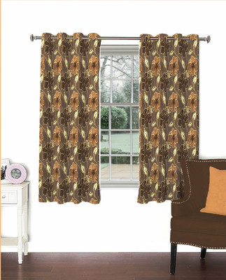 

Skipper 152.4 cm (5 ft) Polyester Window Curtain (Pack Of 2)(Floral, Brown)