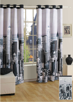 

Swayam 225 cm (7 ft) Silk Door Curtain Single Curtain(Printed, Grey)