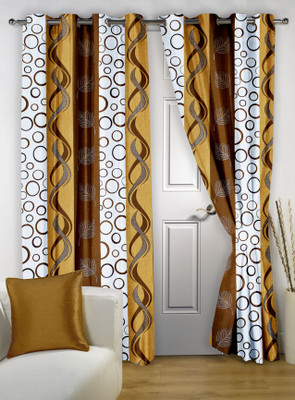 Story@Home 215 cm (7 ft) Polyester Door Curtain (Pack Of 2)(Printed, Brown)