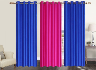 

Furnishing Zone 274 cm (9 ft) Polyester Long Door Curtain (Pack Of 3)(Plain, Blue, Pink)