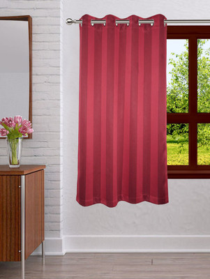 

Lushomes 150 cm (5 ft) Polyester Window Curtain Single Curtain(Striped, Maroon)