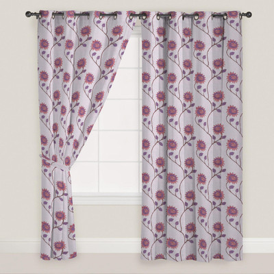 

Presto 270 cm (9 ft) Polyester Long Door Curtain (Pack Of 2)(Floral, Purple)
