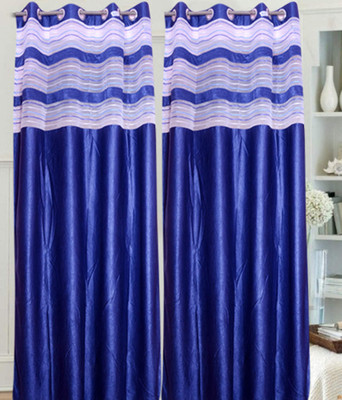 

JT International 213.36 cm (7 ft) Polyester Door Curtain (Pack Of 2)(Floral, Blue)