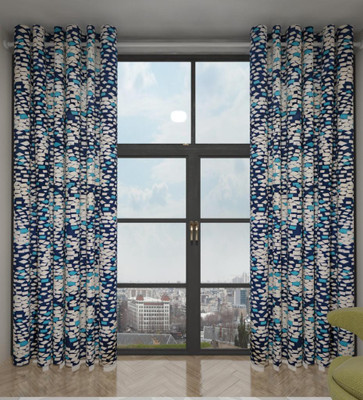 

Home Candy 212 cm (7 ft) Polyester Door Curtain (Pack Of 2)(Printed, Blue)