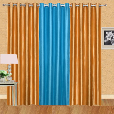 

Excel Bazaar 214 cm (7 ft) Polycotton Door Curtain (Pack Of 3)(Plain, Golden+1aqua)