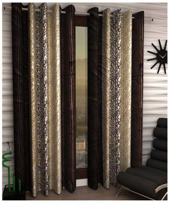 

Italian Fab 152 cm (5 ft) Polyester Window Curtain (Pack Of 4)(Floral, Brown)