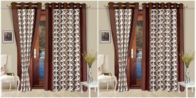 

Cortina 210 cm (7 ft) Polyester Door Curtain (Pack Of 4)(Floral, Brown)