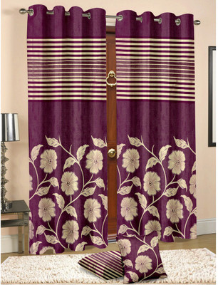 

Cortina 210 cm (7 ft) Jacquard Door Curtain Single Curtain(Floral, Multicolor)