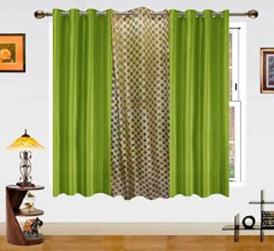 3% OFF on Dekor World 150 cm (5 ft) Polyester Window Curtain (Pack Of 3)(Geometric, Green)