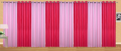 Ville Style 275 cm (9 ft) Polyester Long Door Curtain (Pack Of 8)(Solid, Pink)