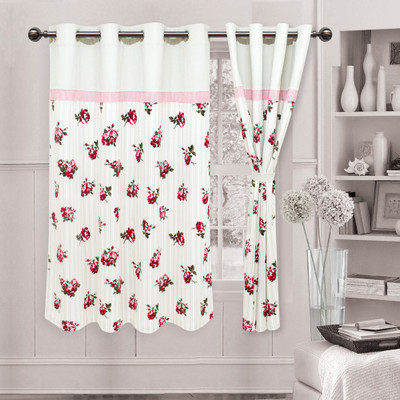 

Elan 150 cm (5 ft) Cotton Window Curtain Single Curtain(Floral, Red)