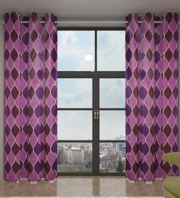 

Home Candy 212 cm (7 ft) Polyester Door Curtain (Pack Of 2)(Striped, Purple)