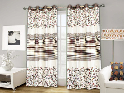 

STRINGS 274 cm (9 ft) Jacquard Window & Door Curtain (Pack Of 2)(Floral, COFFEE)