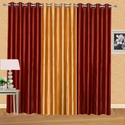 

Excel Bazaar 214 cm (7 ft) Polycotton Door Curtain (Pack Of 3)(Plain, Rust-1golden)