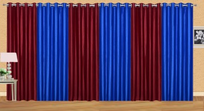 

Ville Style 153 cm (5 ft) Polyester Window Curtain (Pack Of 6)(Solid, Maroon, Blue), Blue;maroon