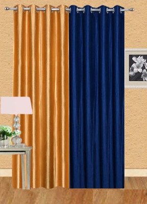 

Ville Style 214 cm (7 ft) Polyester Door Curtain (Pack Of 2)(Solid, Gold, Blue), Blue;gold