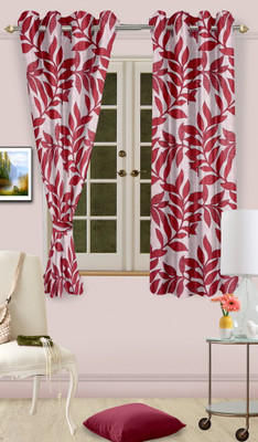

Cortina 150 cm (5 ft) Polyester Window Curtain Single Curtain(Abstract, Pink)