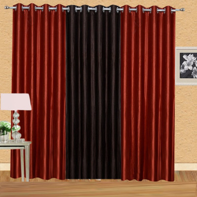 

Excel Bazaar 275 cm (9 ft) Polyester Long Door Curtain (Pack Of 3)(Solid, Rust, Brown)