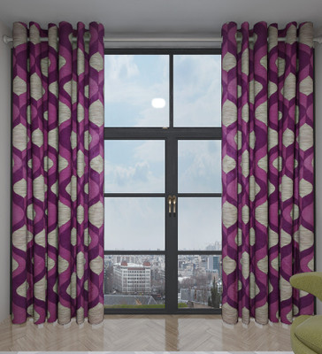 

Home Candy 212 cm (7 ft) Polyester Door Curtain (Pack Of 2)(Printed, Purple)