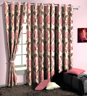 

Curtainman 213.36 cm (7 ft) Polyester Door Curtain (Pack Of 2)(Floral, Pink)