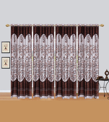 

Rj Products 210 cm (7 ft) Polycotton Door Curtain (Pack Of 4)(Printed, Brown)