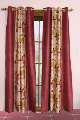 

Metro Living 213 cm (7 ft) Polyester Window & Door Curtain (Pack Of 2)(Floral, Red)