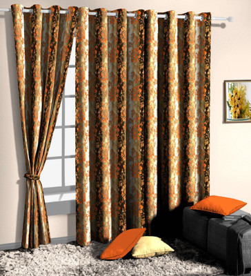 

Skipper 152 cm (5 ft) Polyester Window Curtain Single Curtain(Floral, Orange)