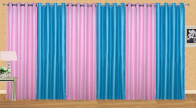 

Stella Creations 275 cm (9 ft) Polyester Long Door Curtain (Pack Of 6)(Solid, Pink, Light Blue), Light blue;pink