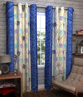 

Divine 275 cm (9 ft) Polyester Long Door Curtain (Pack Of 2)(Floral, Blue)