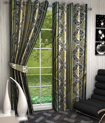 

Click Weaves 213 cm (7 ft) Polyester Door Curtain (Pack Of 4)(Floral, Green)