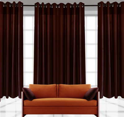 

India Furnish 213 cm (7 ft) Polyester Door Curtain (Pack Of 4)(Floral, Brown)
