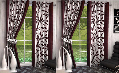 

Abhi Decor 274 cm (9 ft) Polyester Long Door Curtain (Pack Of 4)(Printed, Brown)