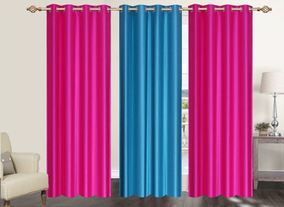 

Furnishing Zone 213 cm (7 ft) Polyester Door Curtain (Pack Of 3)(Plain, Pink, Blue), Blue;pink