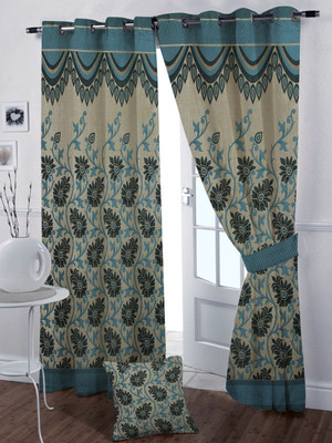 

Zesture 213 cm (7 ft) Jacquard Door Curtain (Pack Of 2)(Floral, Multicolor)