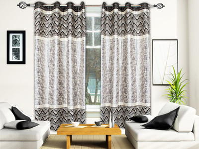 

STRINGS 213 cm (7 ft) Jacquard Window & Door Curtain (Pack Of 2)(Floral, Multicolor)