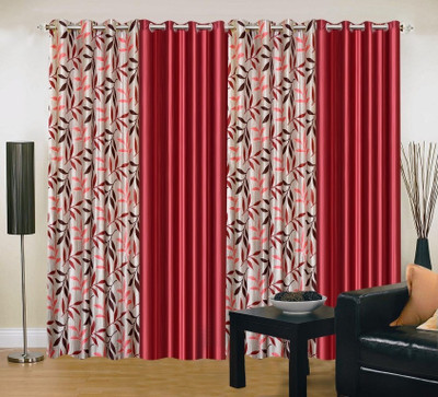 

Excel Bazaar 214 cm (7 ft) Polyester Door Curtain (Pack Of 4)(Floral, Maroon)