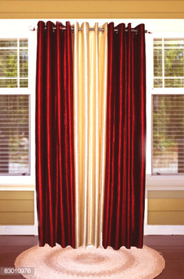 

Shoppeholics 212 cm (7 ft) Polyester Door Curtain (Pack Of 3)(Plain, Red & Cream)