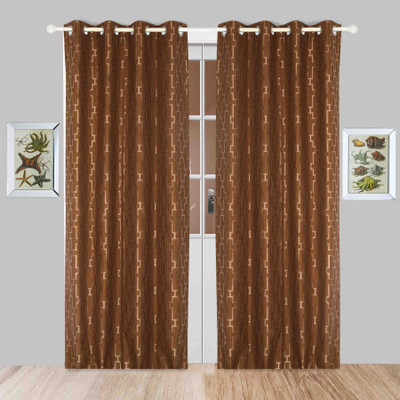 

BE 213 cm (7 ft) Jacquard Door Curtain (Pack Of 2)(Geometric, Brown)