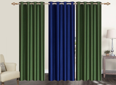 

Furnishing Zone 213 cm (7 ft) Polyester Door Curtain (Pack Of 3)(Plain, Green, Blue), Blue;green