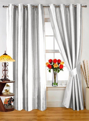 Dekor World 274.32 cm (9 ft) Polyester Long Door Curtain (Pack Of 2)(Solid, Brown)