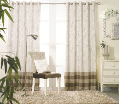 

KC HOME 213 cm (7 ft) Polycotton Door Curtain Single Curtain(Floral, Beige)