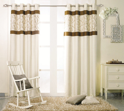 

KC HOME 213 cm (7 ft) Polyester Door Curtain Single Curtain(Floral, Beige, Brown)