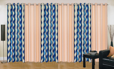 

Stella Creations 214 cm (7 ft) Polyester Door Curtain (Pack Of 6)(Printed, Blue, Beige), Beige;blue