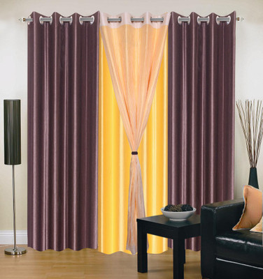 

Livingcreation 213 cm (7 ft) Polyester Door Curtain (Pack Of 4)(Plain, Brown, Yellow)
